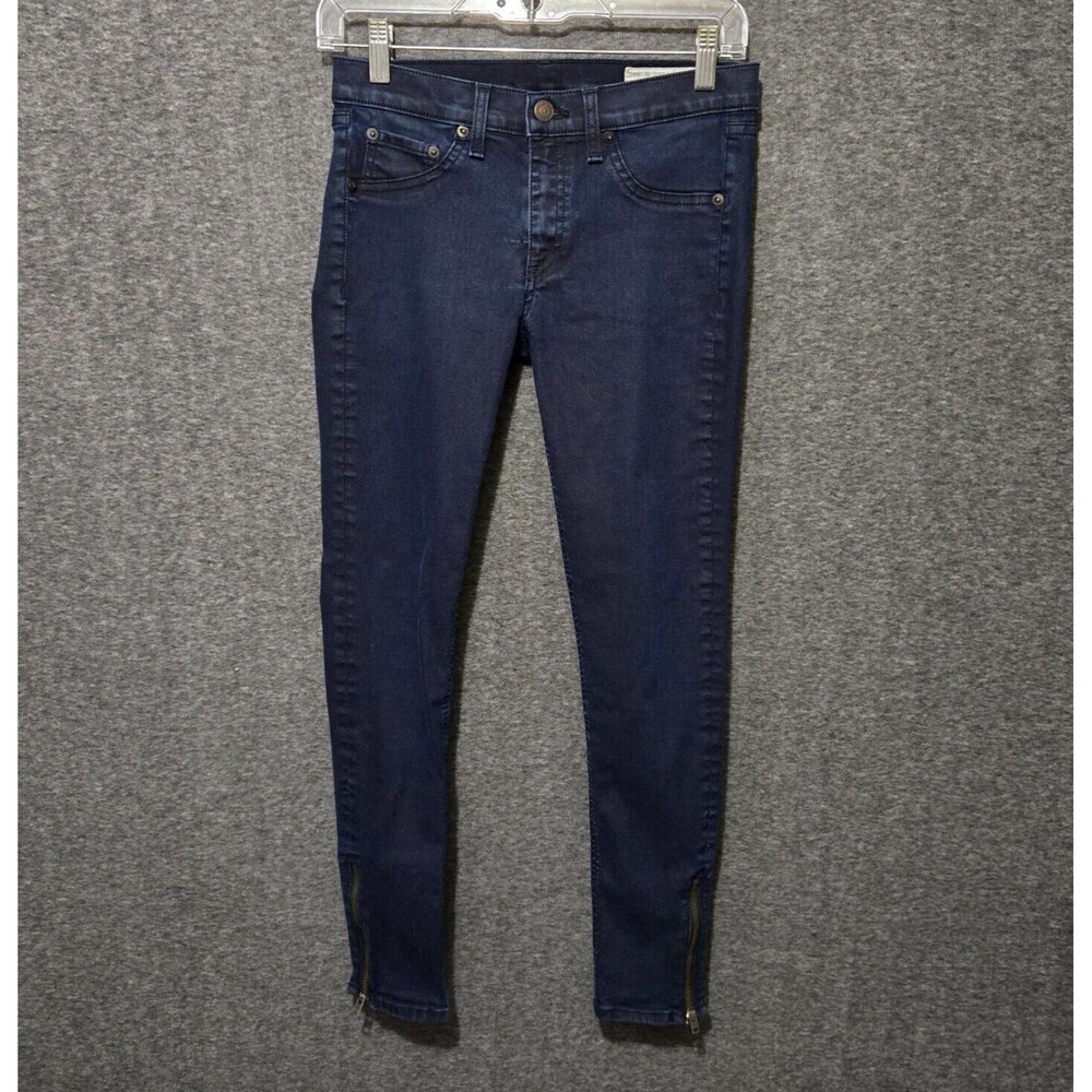 Rag and Bone Jeans Womens 27 x 26.5 Zipper Capri Dark Wash Blue Denim Stretch